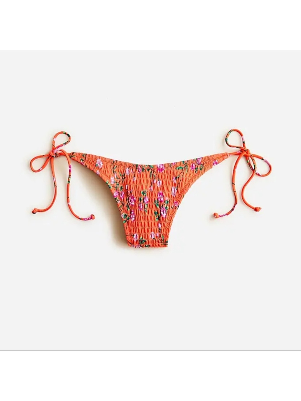 NWT J. Crew Orange Floral Tie-Side Bikini Bottom L